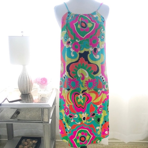 Alice & Trixie Dresses & Skirts - Alice & Trixie 100% Silk Pink Green Multicolor Spaghetti Strap Dress Size Small